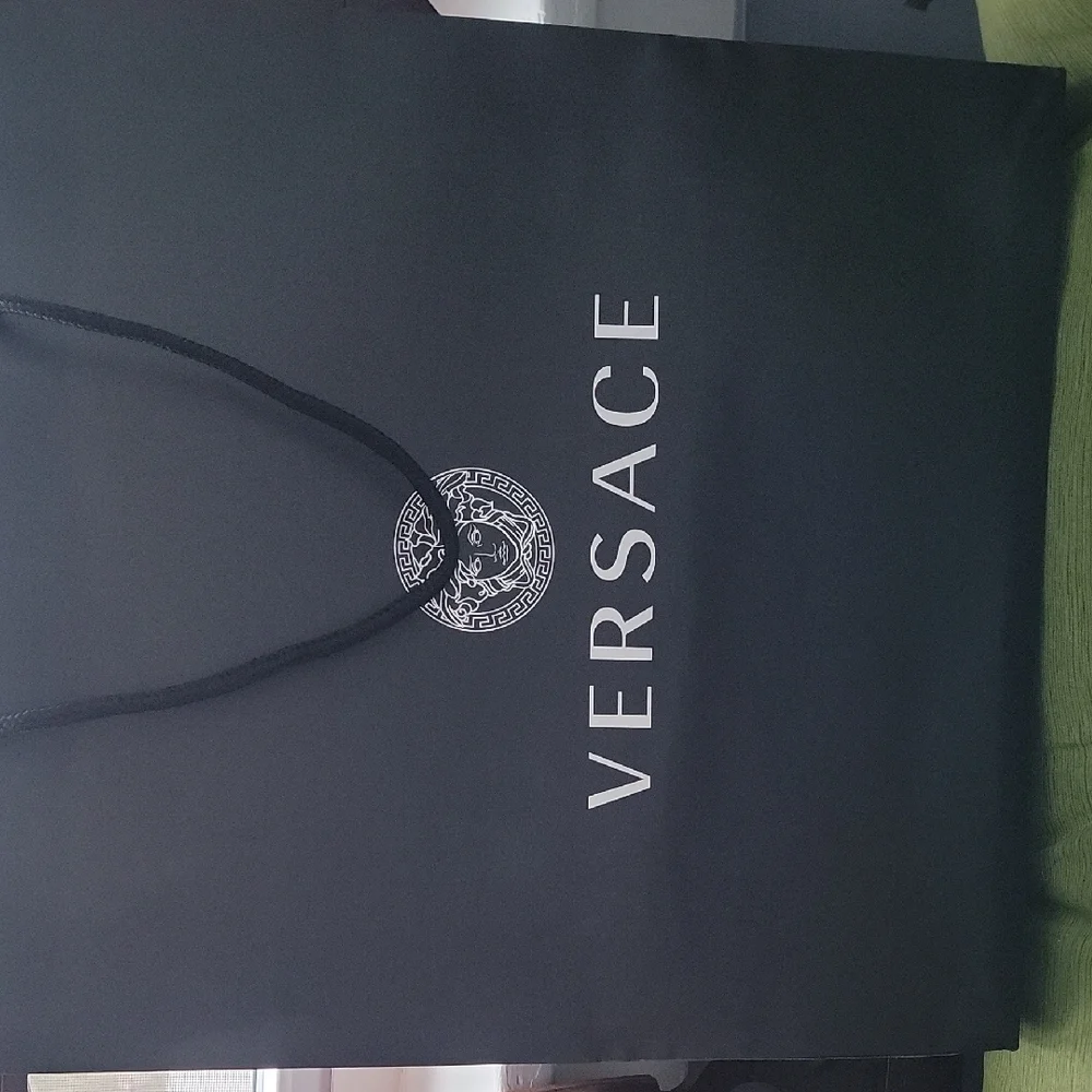 Black VERSACE Logo Tote Shopping Bag